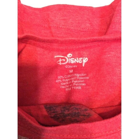 DISNEY Mickey Women Shirt Round Neck Short Sleeve Size M Red - Picture 3 of 3